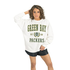 Green Bay Packers Gameday Couture Women's Timeless Triumph Premium Fleece Pullover Sweatshirt White