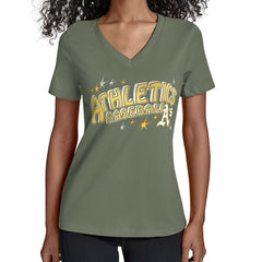 Athletics Starter Women's Fireworks Team Name V-Neck T-Shirt - Green T-shirts