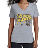 San Diego Padres Starter Women's Fireworks V-Neck T-Shirt - Gray T-shirts