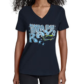Tampa Bay Rays Starter Women's Fireworks Team Name V-Neck T-Shirt - Navy T-shirts