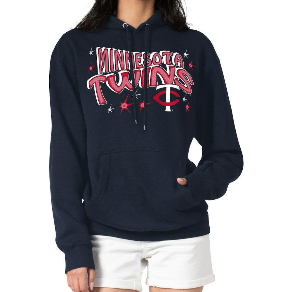 Minnesota Twins Starter Women's Fireworks Fleece Tri-Blend Pullover Hoodie - Navy Hoodies