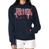 Minnesota Twins Starter Women's Fireworks Fleece Tri-Blend Pullover Hoodie - Navy Hoodies