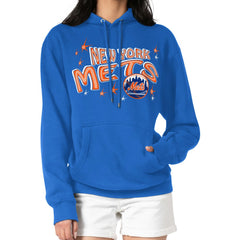 New York Mets Starter Women's Fireworks Fleece Tri-Blend Pullover Hoodie - Royal Hoodies
