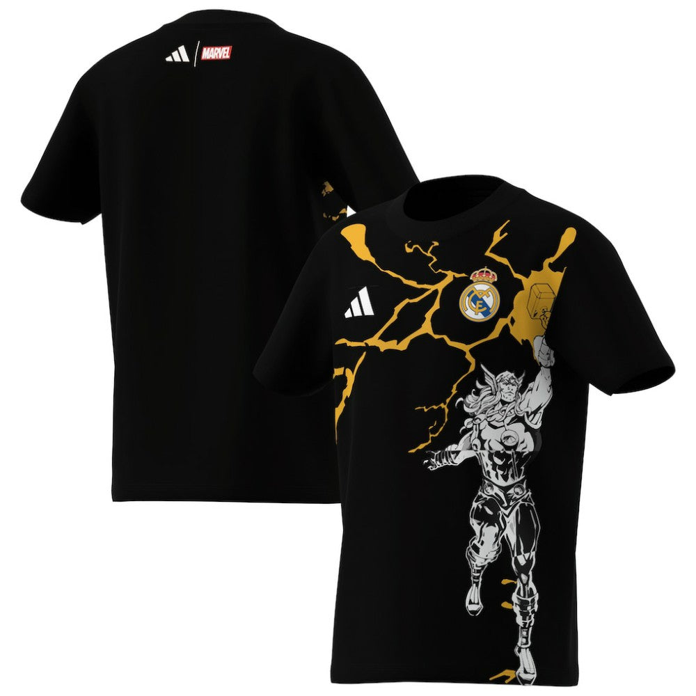 Real Madrid x Marvel Youth Graphic T-Shirt Black
