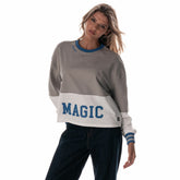 Orlando Magic The Wild Collective Women's Cropped Long-Sleeve Fashion Crewneck Sweatshirt Gray
