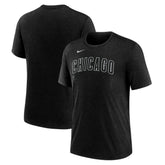 Chicago Cubs Nike Wordmark Tri-Blend T-Shirt - Heather Black T-shirts