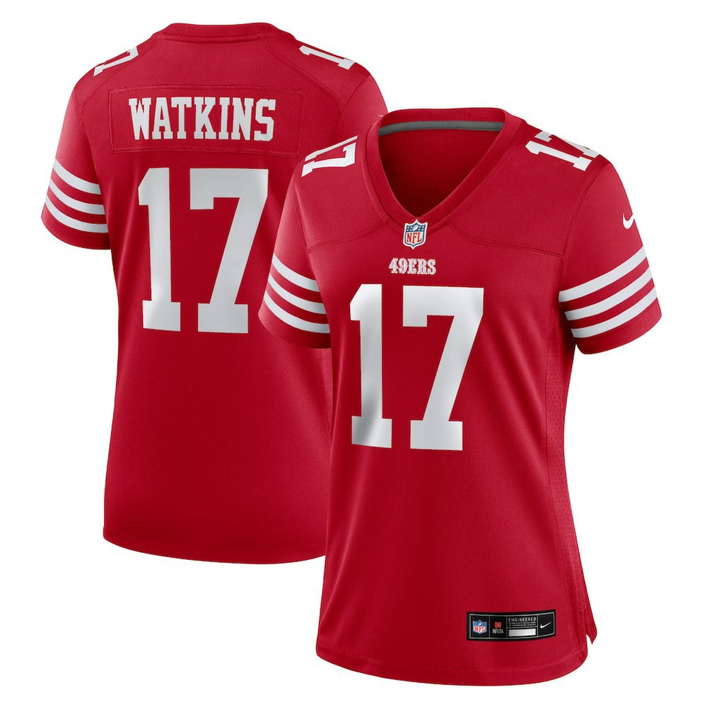 NFL Jordan Watkins San Francisco 49ers Women's Team Game Jersey - Scarlet