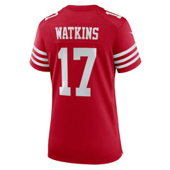 NFL Jordan Watkins San Francisco 49ers Women's Team Game Jersey - Scarlet