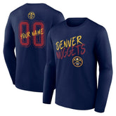 Denver Nuggets Hustle Custom Long Sleeve T-Shirt Navy