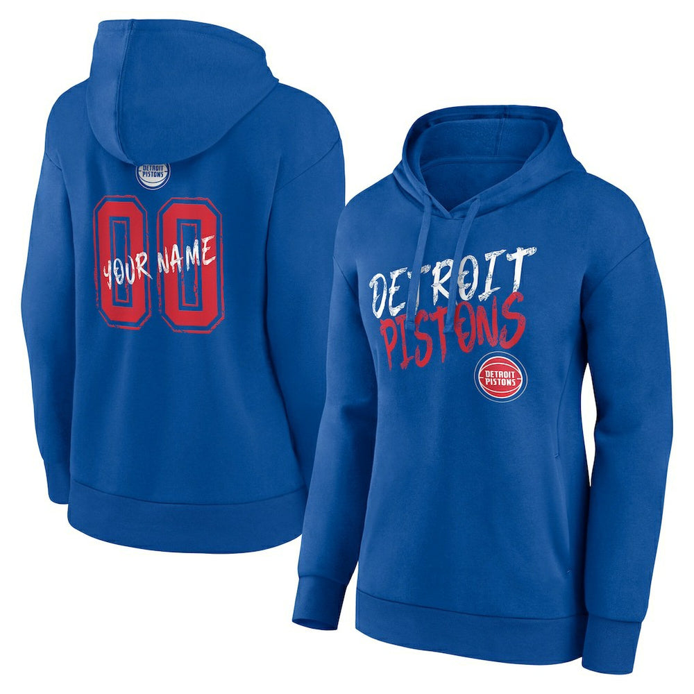 Detroit Pistons Women's Hustle Custom Pullover Hoodie Blue