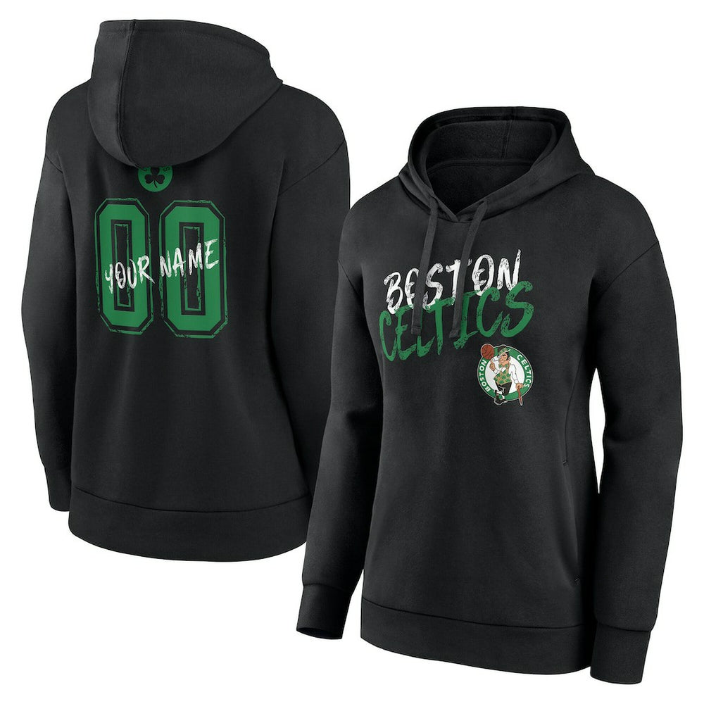 Boston Celtics Women's Hustle Custom Pullover Hoodie Black