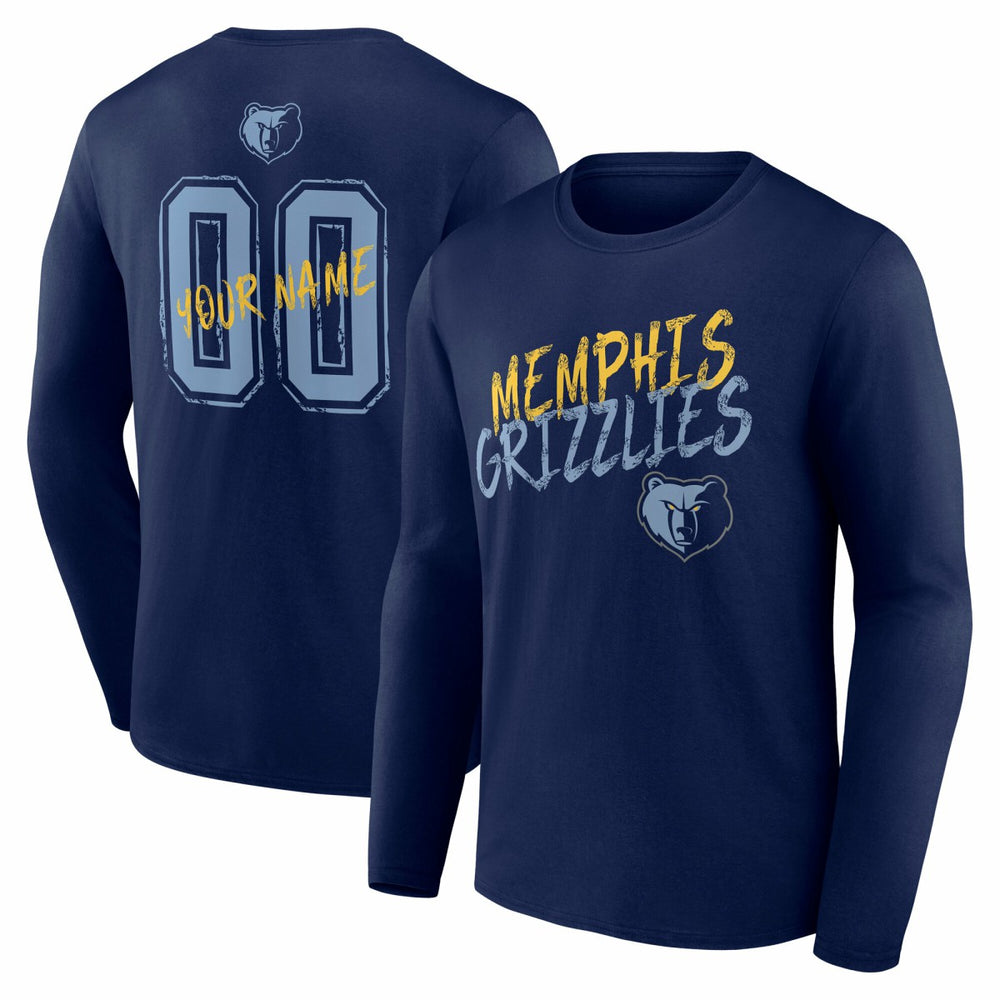 Memphis Grizzlies Hustle Custom Long Sleeve T-Shirt Navy