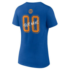 New York Knicks Women's Hustle Custom V-Neck T-Shirt Blue