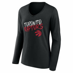 Toronto Raptors Women's Hustle Custom Long Sleeve V-Neck T-Shirt Black