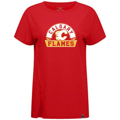 NHL Calgary Flames Levelwear Women's Influx Banner Arch T-Shirt - Red