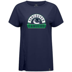 NHL Vancouver Canucks Levelwear Women's Influx Banner Arch T-Shirt - Navy