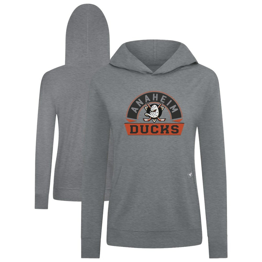 NHL Anaheim Ducks Levelwear Women's Relay Banner Arch Pullover Hoodie - Gray