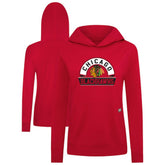 NHL Chicago Blackhawks Levelwear Women's Relay Banner Arch Pullover Hoodie - Red