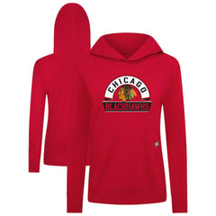 NHL Chicago Blackhawks Levelwear Women's Relay Banner Arch Pullover Hoodie - Red