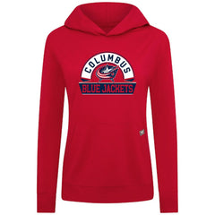 NHL Columbus Blue Jackets Levelwear Women's Relay Banner Arch Pullover Hoodie - Red