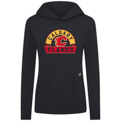 NHL Calgary Flames Levelwear Women's Relay Banner Arch Pullover Hoodie - Black