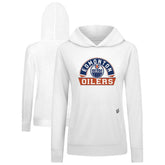 NHL Edmonton Oilers Levelwear Women's Relay Banner Arch Pullover Hoodie - White
