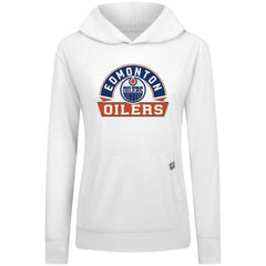 NHL Edmonton Oilers Levelwear Women's Relay Banner Arch Pullover Hoodie - White