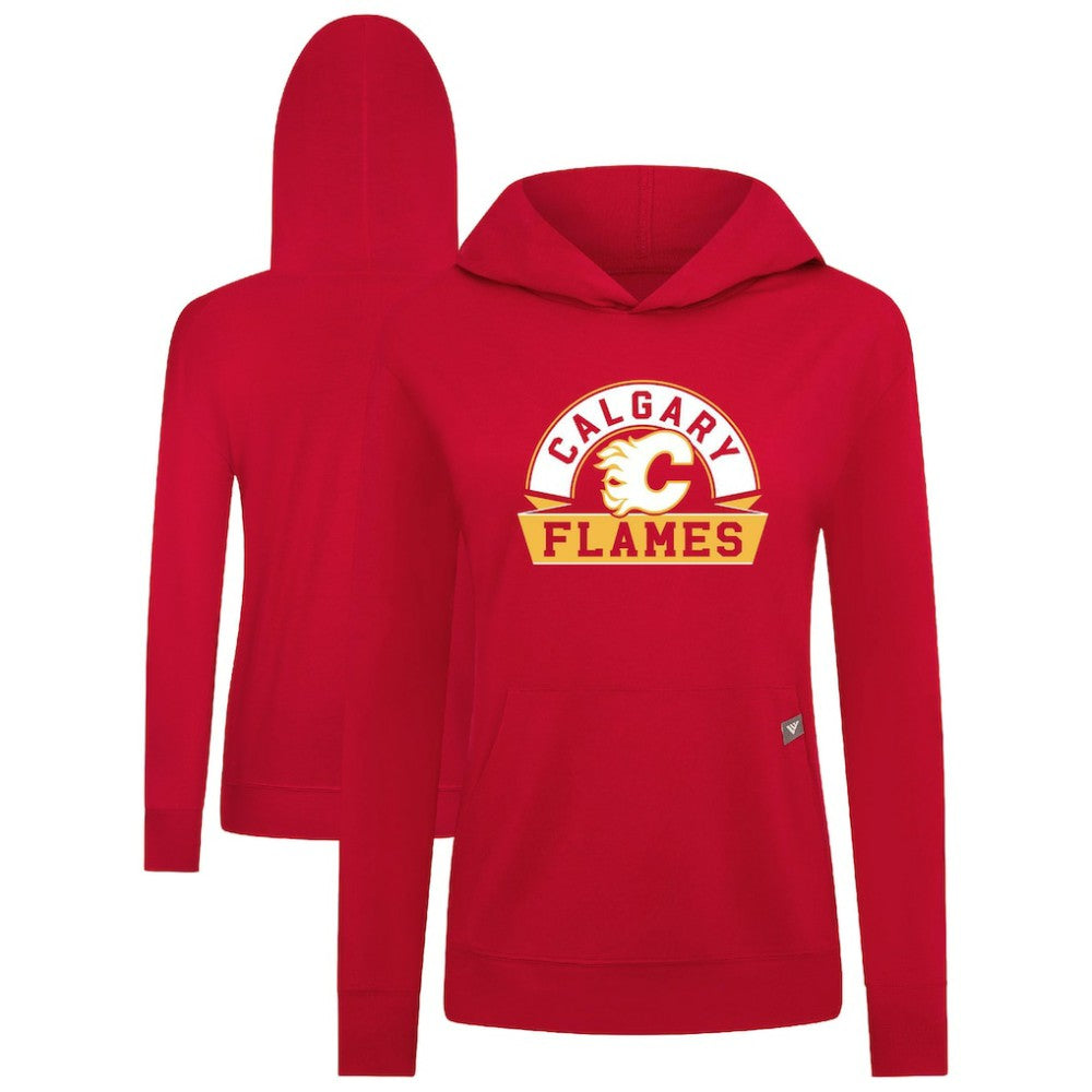 NHL Calgary Flames Levelwear Women's Relay Banner Arch Pullover Hoodie - Red