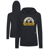 NHL Pittsburgh Penguins Levelwear Women's Relay Banner Arch Pullover Hoodie - Black