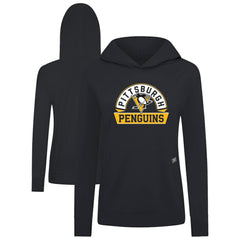 NHL Pittsburgh Penguins Levelwear Women's Relay Banner Arch Pullover Hoodie - Black