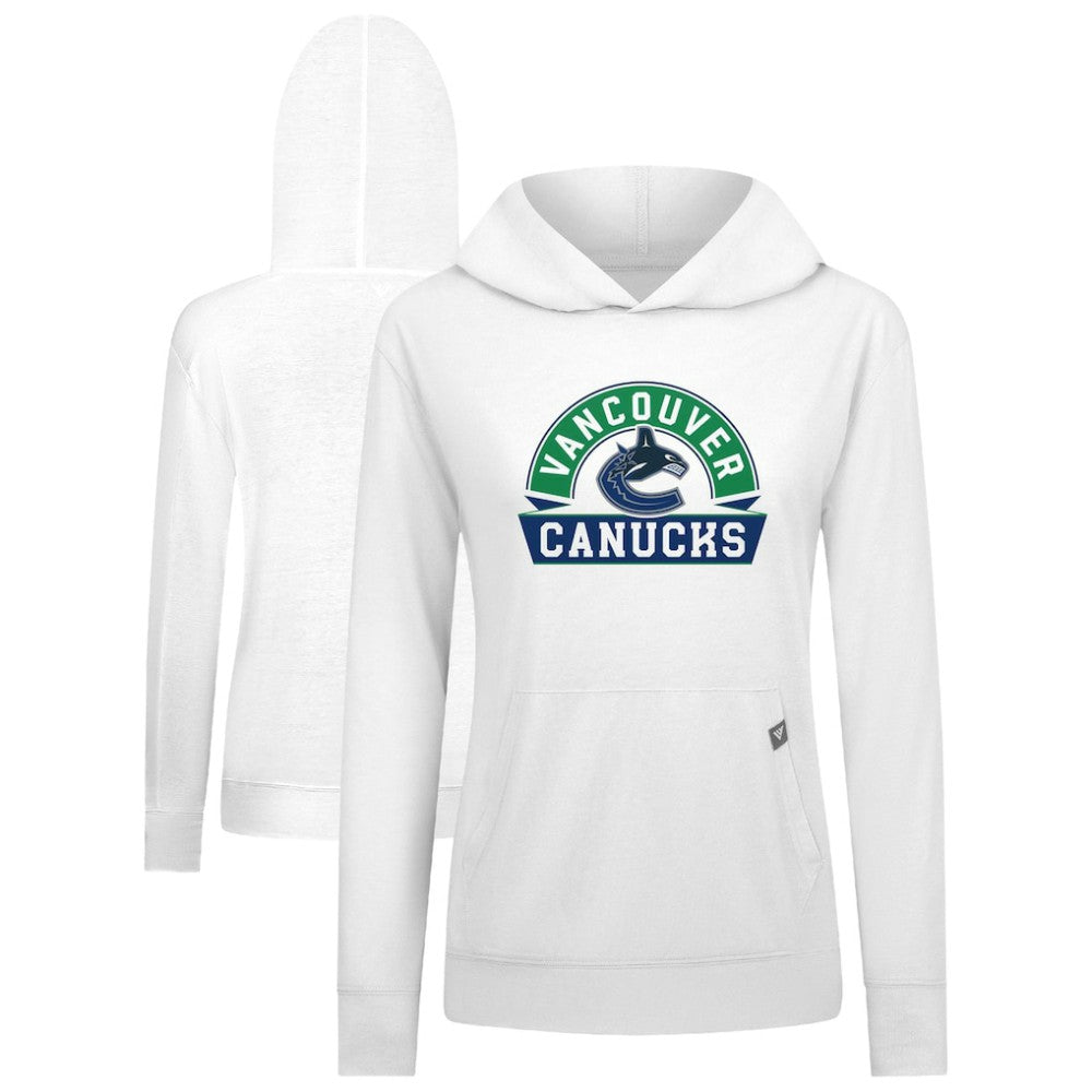 NHL Vancouver Canucks Levelwear Women's Relay Banner Arch Pullover Hoodie - White