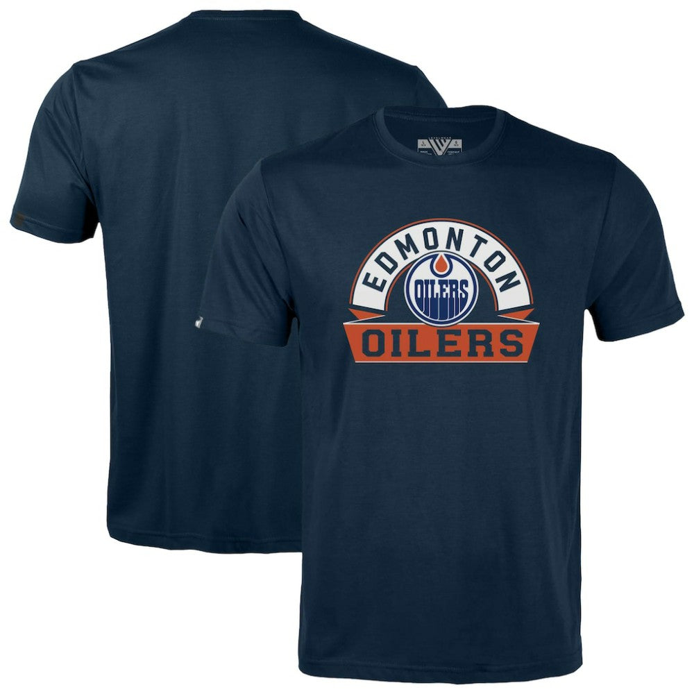 NHL Edmonton Oilers Levelwear Youth Little Richmond Banner Arch T-Shirt - Navy