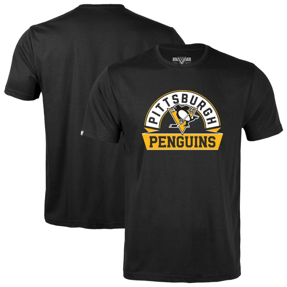 NHL Pittsburgh Penguins Levelwear Youth Little Richmond Banner Arch T-Shirt - Black