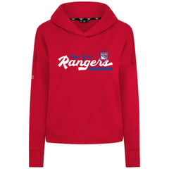 NHL New York Rangers Levelwear Women's Sweet Monument Tri-Blend Cropped Pullover Hoodie - Red