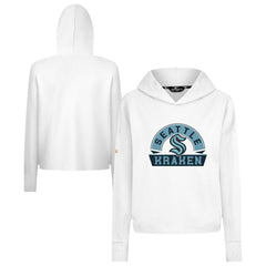 NHL Seattle Kraken Levelwear Women's Sweet Banner Arch Tri-Blend Cropped Pullover Hoodie - White