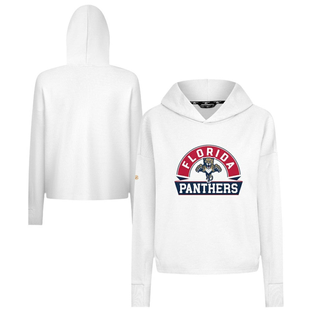 NHL Florida Panthers Levelwear Women's Sweet Banner Arch Tri-Blend Cropped Pullover Hoodie - White