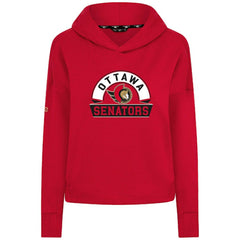 NHL Ottawa Senators Levelwear Women's Sweet Banner Arch Tri-Blend Cropped Pullover Hoodie - Red