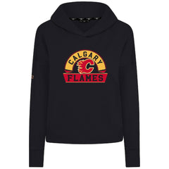 NHL Calgary Flames Levelwear Women's Sweet Banner Arch Tri-Blend Cropped Pullover Hoodie - Black