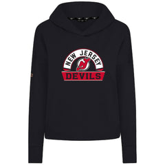 NHL New Jersey Devils Levelwear Women's Sweet Banner Arch Tri-Blend Cropped Pullover Hoodie - Black