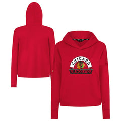 NHL Chicago Blackhawks Levelwear Women's Sweet Banner Arch Tri-Blend Cropped Pullover Hoodie - Red