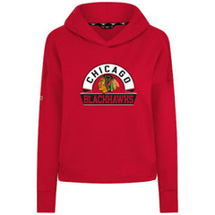 NHL Chicago Blackhawks Levelwear Women's Sweet Banner Arch Tri-Blend Cropped Pullover Hoodie - Red