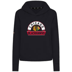 NHL Chicago Blackhawks Levelwear Women's Sweet Banner Arch Tri-Blend Cropped Pullover Hoodie - Black