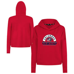 NHL Columbus Blue Jackets Levelwear Women's Sweet Banner Arch Tri-Blend Cropped Pullover Hoodie - Red