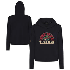 NHL Minnesota Wild Levelwear Women's Sweet Banner Arch Tri-Blend Cropped Pullover Hoodie - Black