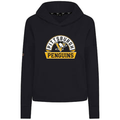NHL Pittsburgh Penguins Levelwear Women's Sweet Banner Arch Tri-Blend Cropped Pullover Hoodie - Black