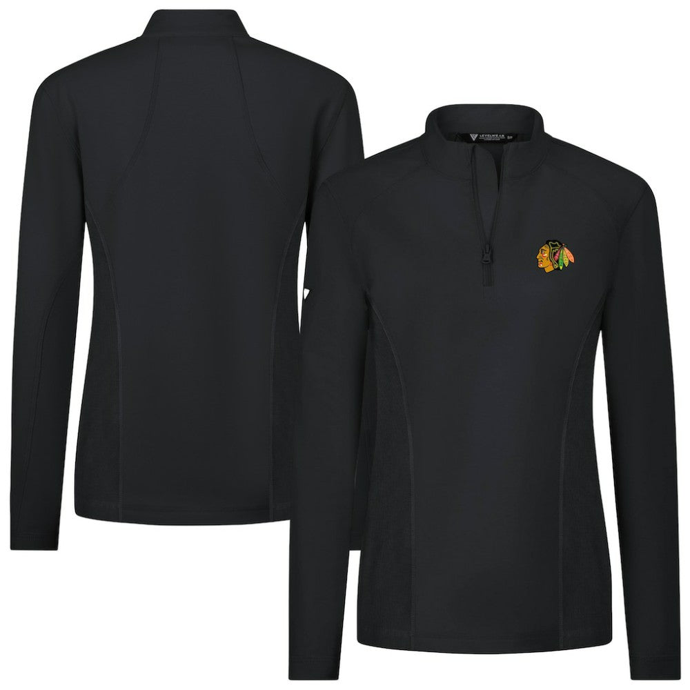 NHL Chicago Blackhawks Levelwear Women's Upright Quarter-Zip Pullover - Black