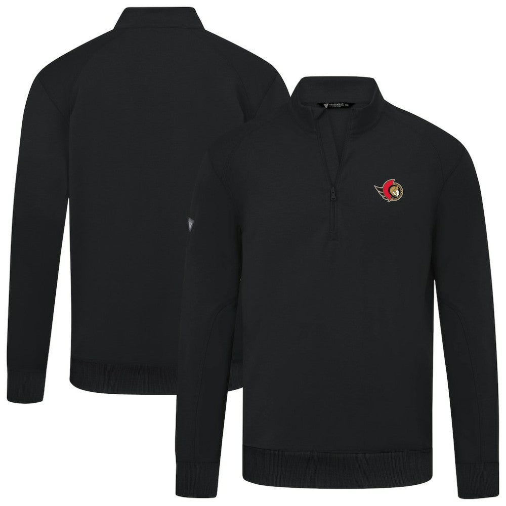 NHL Ottawa Senators Levelwear Upright Tri-Blend Quarter-Zip Pullover - Black