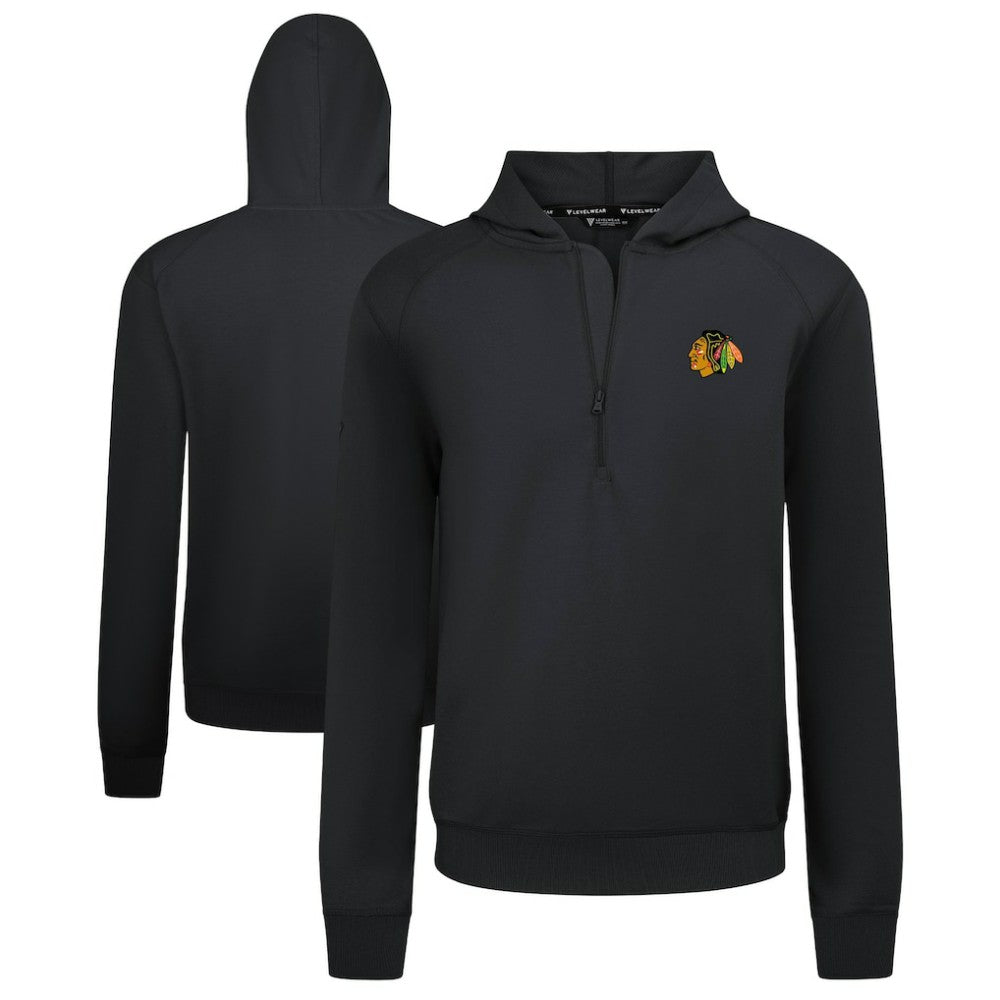 NHL Chicago Blackhawks Levelwear Technic Quarter-Zip Pullover Hoodie - Black