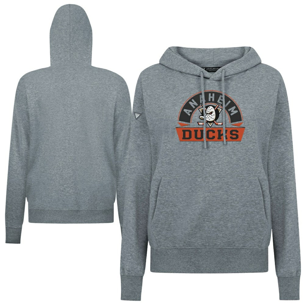 NHL Anaheim Ducks Levelwear Women's Adorn Banner Arch Pullover Hoodie - Gray