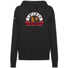 NHL Chicago Blackhawks Levelwear Women's Adorn Banner Arch Pullover Hoodie - Black